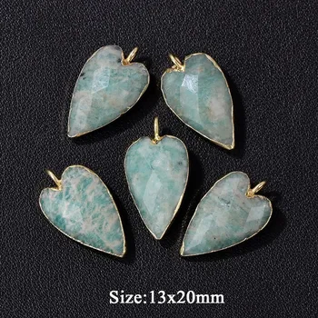 Přívěsek Přírodní přívěsek ve tvaru srdce | šperky ruční výroba 2 ks - Č.20 Tmavý Amazonit