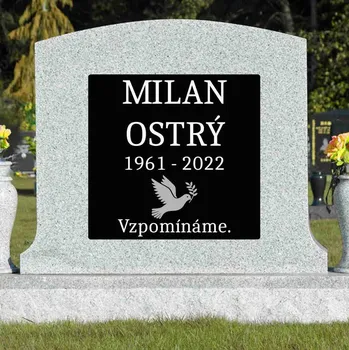 Smuteční dekorace Náhrobní desky z černého skla, nápisové desky na hrob ze skla. 20x20 ornament