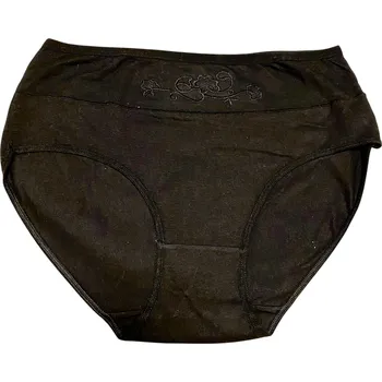 Kalhotky Dámské bavlněné kalhotky Flower VĚTŠÍ VELIKOS - černá Velikost: XL