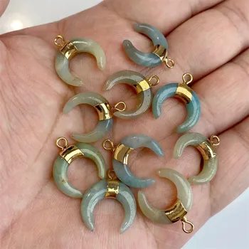 Přívěsek Přírodní přívěsek ve tvaru měsíce | minerál na řetízek 3 ks - Amazonit