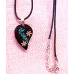 Přívěsek černá pryskyřice Barva: modrá, Varianta: lístek přívěsek, Motiv: kopretiny