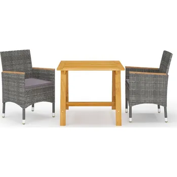 3dílný zahradní jídelní set šedý Šedá 3068688