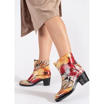 Dámské polobotky Jedinečné gumáky vícebarevné dámské na širokém podpatku 39