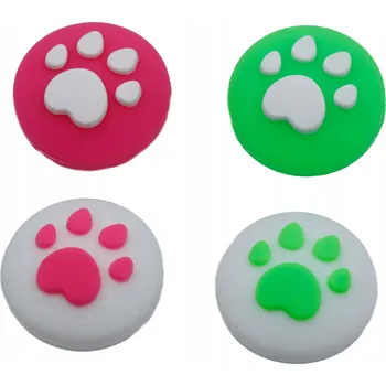 Herní konzole Gumové návleky / krytky na páčky pro Nintendo Switch / NS OLED LITE - Psí Tlapky Růžovo-Zelené