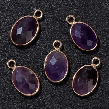 Přívěsek Přívěsek přírodní kámen oválný | šperk, amulet - Č.15 Ametyst , 5 kusů