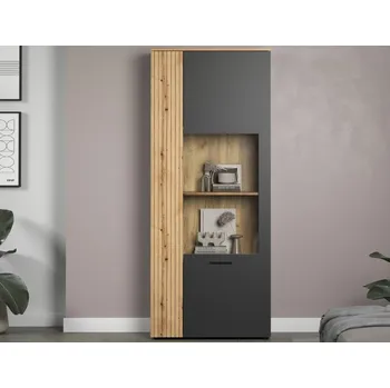 Knihovna Vysoká vitrína Esteban, antracit/dub evoke