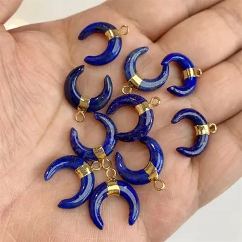 Přívěsek Přírodní přívěsek ve tvaru měsíce | minerál na řetízek 3 ks - Lapis lazuli