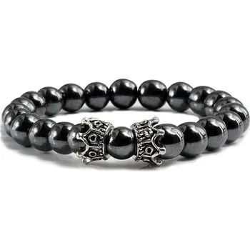 Náramek Náramek z minerálů pro páry | náramek dámský, pánský náramek s motivem korunky 01 - Hematit S