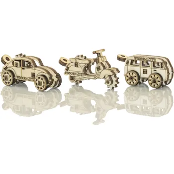 Puzzle 3D puzzle Wooden City 3D puzzle mini sada Widgets: Historická vozidla 35 dílků