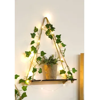 police Závěsná polička s makramé – designová dřevěná police na zeď | nástěnná dekorace, boho dekorace - TK-M01526