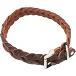 Heim kožený pletený obojek, hnědý - obvod krku 36 - 44 cm, šířka 25 mm