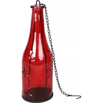 Obraz Červená závěsná láhev na svíčku T-light k zavěšení, dekorace