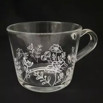 Sklenice Ručně kreslený skleněný hrnek 360ml 01