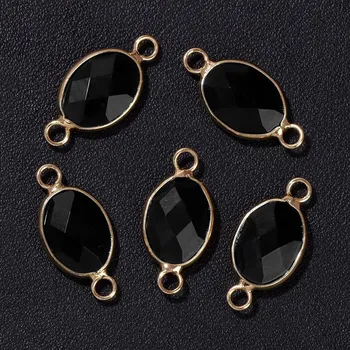 Přívěsek Přívěsek přírodní kámen oválný | šperk, amulet - Č.22 Achát černý , 5 kusů