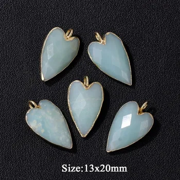 Přívěsek Přírodní přívěsek ve tvaru srdce | šperky ruční výroba 2 ks - Č. 18 Amazonit