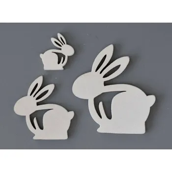 Dřevěné dekorace - ZAJÍC BÍLÝ - A1 - MALÝ - 2,7 x 2,9 cm