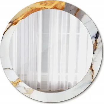 Zrcadlo Moderní Zrcadlo Kulaté Bílý mramorový vzor 80cm