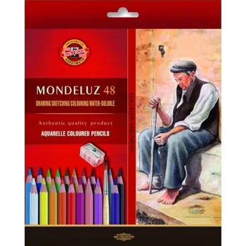 Pastelka PASTELKY AKVARELOVÉ vodní pastelky sada 48 BAREV Koh-i-Noor Mondeluz + ŠTĚTEC