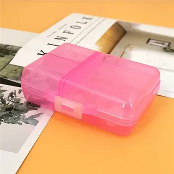 Zdravotnický materiál Krabička na léky s přihrádkami | Cestovní lékovka, rozdělovač léků - Průhledná-růžová