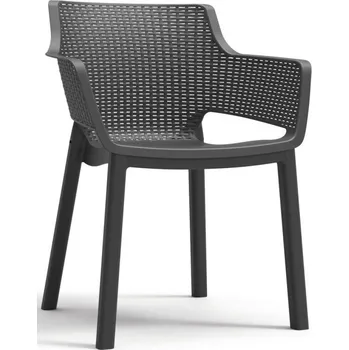 Designové plastové křeslo venkovní + vnitřní tmavě šedé (grafit), nízké opěradlo