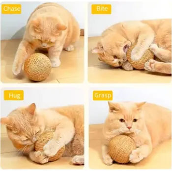 Hračka pro kočku Kočičí hračka - interaktivní sisalová škrabací koule
