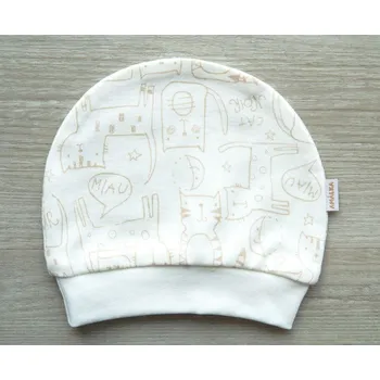 Kojenecká čepice AMÁLKA Bavlněná čepička kočičky, smetanová Velikost: 62-68