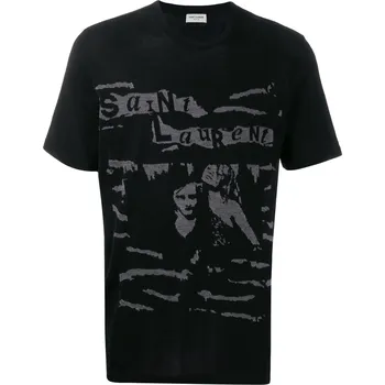 Pánské tričko SAINT LAURENT Jacquard Logo Black tričko L Černá
