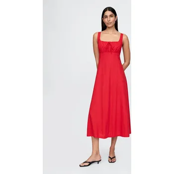 Dámské šaty GAP Lněné maxi šaty - Dámské GAP červená 3280509