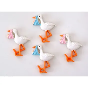 Dekorace do dětského pokoje Malovaný čáp s miminkem se samolepkou - RŮŽOVÝ