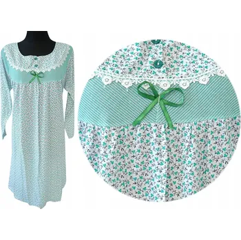 Dámská noční košile Noční bavlněná Košile s dlouhým rukávem, výšivkou/krajkou SENTINA, velikost 4XL