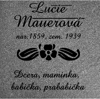 Smuteční dekorace Večnýklid.cz nápisová deska na hrob, keramika.30x30cm tmavá, text