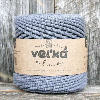 Příze VEĽKÁvlna VEL'KÁvlna bavlněná šňůra na háčkování 5mm Olovo