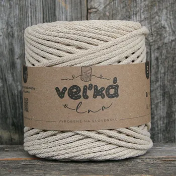 Příze VEĽKÁvlna VEL'KÁvlna bavlněná šňůra na háčkování 5mm Kapučíno