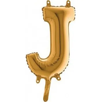 Balónek PÍSMENO ZLATÉ MINI J (35cm,14") fóliový balónek nafukovací