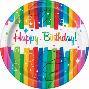 Talíř Talířky papírové EKO - ,,Duhové stuhy" 23cm, 8ks