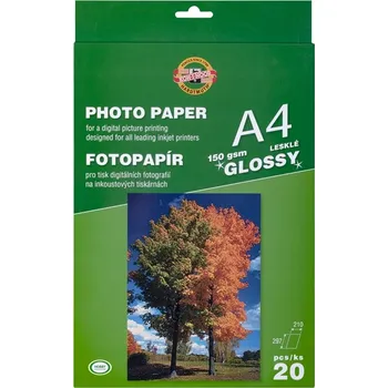 Fotopapír Foto papír lesklý Koh-I-Noor, lesklý papír pro tisk fotografií A4, 150 g/m2, 20 ks