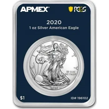 United States Mint American Eagle stříbrná mince 1oz 2020 APMEX MintDirect Premier PCGS