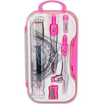 pravítka GEOMETRICKÉ POMŮCKY kružítko, pravítko a rýsovací potřeby, růžové - RŮŽOVÉ PENMATE