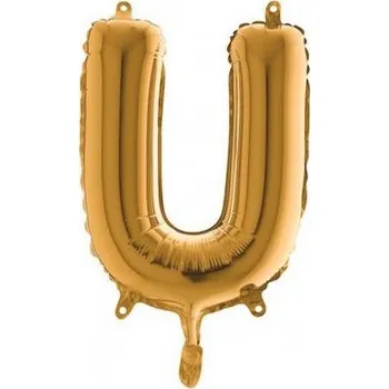 Balónek PÍSMENO ZLATÉ MINI U (35cm,14") fóliový balónek nafukovací