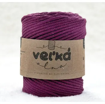 Příze VEĽKÁvlna VEL'KÁvlna bavlněná šňůra na háčkování 3mm Fuchsie