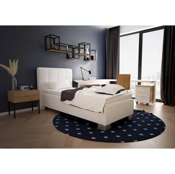 Postel BLANAŘ Čalouněná postel Grace 90x200 bílá koženka