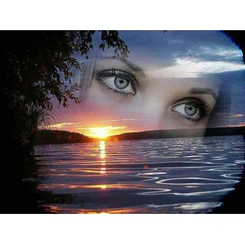 Diamantové malování Diamantové malování/Homfun - Dívčí tvář nad jezerem