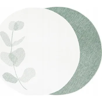 Koberec KOBEREC KULATÝ Z PROVAZU NA TERASU OBOUSTRANNÝ KRÉMOVÝ ZELEŇ LISTY prům. 120 cm