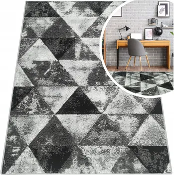 Koberec MODERNÍ POLSKÝ KOBEREC ŠEDÝ BÍLÝ GRAFIKA KOBERCE DO OBÝVÁKU 120x170