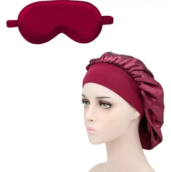 Pleťová maska SatinSleep čepice na spaní a SoftSleep maska na oči - tmavě červená