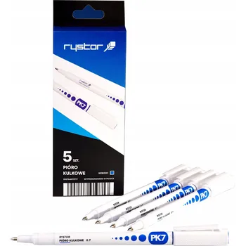 Studentské kuličkové pero 0,7 mm, náplň v modrém Pouzdro 5 Kusů Rystor