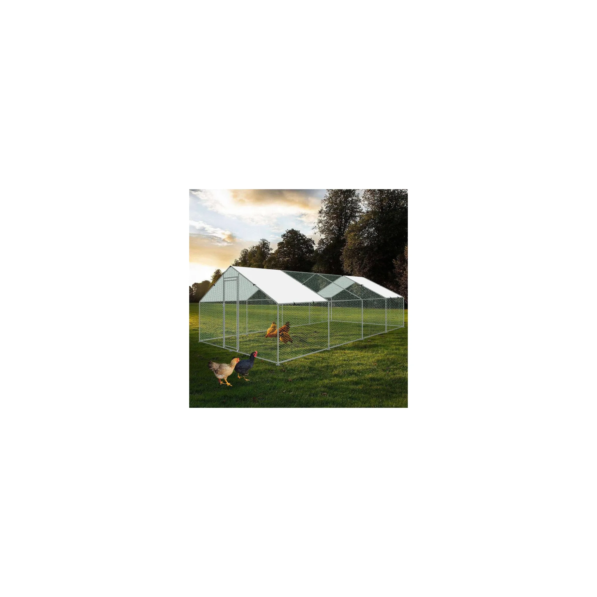 Fotografie 6 -  Venkovní klec pro slepice pozinkovaná s plachtou sedlová střecha 8 x 3 x 2 m