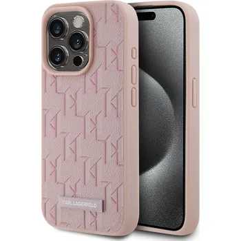 Pouzdro na mobilní telefon Karl Lagerfeld PU Leather Monogram Metal Logo MagSafe Zadní Kryt pro iPhone 14 Pro Max Barva: Růžová
