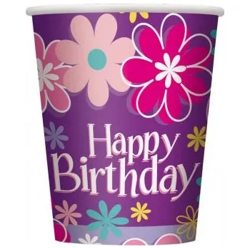 Party nádobí Kelímky papírové EKO - Květy HB, 8ks