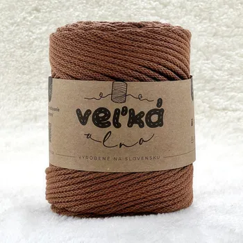Příze VEĽKÁvlna VEL'KÁvlna bavlněná šňůra na háčkování 3mm Nugát